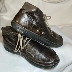 Leather Croc ankle boot